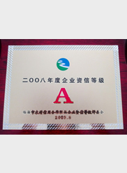 2008年度企业资信等级A级证